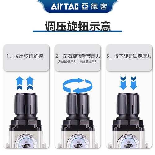亚德客原装正品GAFR200/300/400/500/600系列调压过滤器调压阀