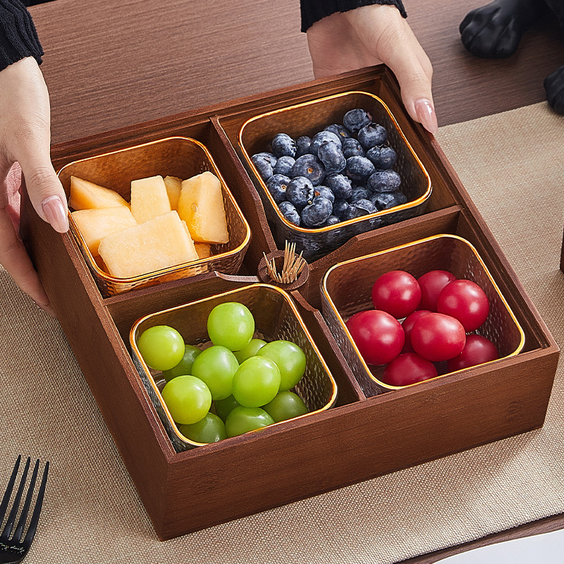 本樱玻璃复古多分格果盘