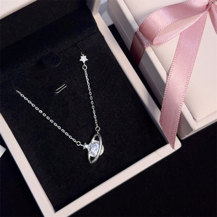 闪钻星球纯银项链女款 轻奢小众设计甜美土星高级感送女生生日礼物