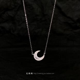 Meeting You《当时的月亮》S925银 浪漫轻奢白贝母月亮项链送闺蜜