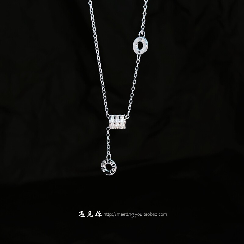 《时光转筒》S925纯银流苏小蛮腰项链女新款百搭气质锁骨链送闺蜜