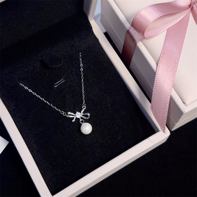 蝴蝶结纯银项链送女生闺蜜礼物