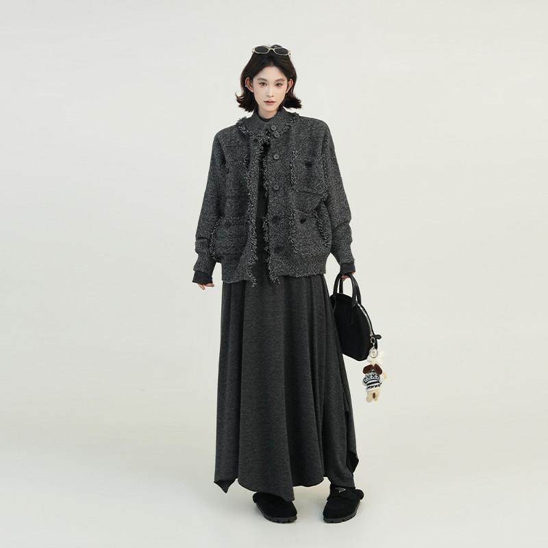 吴童童深衣灰流苏织毛色外套女秋冬韩系小香风宽松百搭针开衫XUN,个性定制/设计服务/DIY,毛衣加工定制,淘宝优惠券,粉丝福利购,淘宝优惠卷