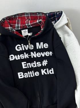 Nuneon美式高街ACL假两格件外子衫连帽衫加绒卫衣开套秋冬宽松女