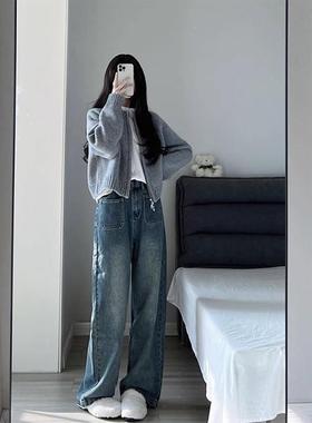 软糯毛外w8169-t1衣灰色织衫开衫4外套女20针2秋冬新款搭短款拉链