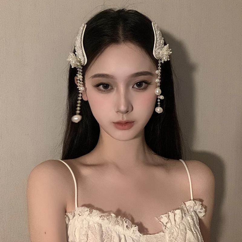BXA原创春季珍珠瀑布流苏发夹新中式气质吊坠头饰民族风发饰女,饰品/流行首饰/时尚饰品新,发饰,淘宝优惠券,粉丝福利购,淘宝优惠卷