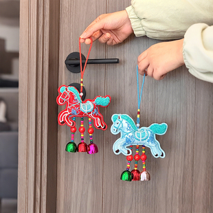马上有钱门把手挂件马年吉祥物入户门卧室房门香囊挂饰新年装饰