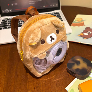 可爱轻松熊拍立得收纳包迷你双肩痛包娃包便携手提数码相机保护套