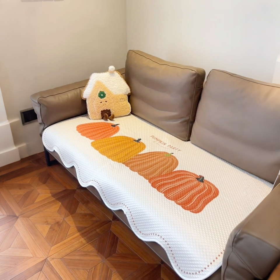 多巴胺卡通异形沙发垫2026新款夏季凉感豆豆盖布固定防滑冰丝凉席