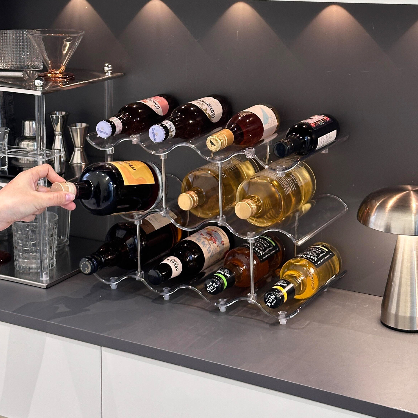 桌面吧台杯架红酒饮料置物架高级感家用多层透明饮品水杯收纳架