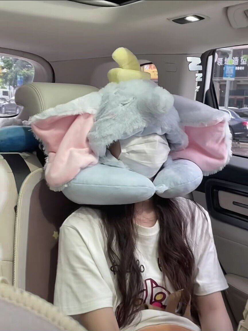 덤보 U 자형 베개 후드 여학생 사무실 낮잠 여행 베개 휴대용 귀여운 자동차 목 베개 귀여운