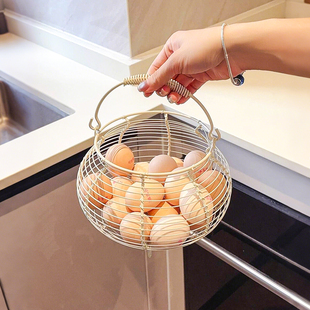 鸡蛋收纳盒手提编织篮家用厨房整理筐多功能桌面储物篮大蒜收纳篓