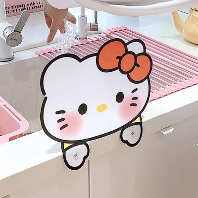 哈喽Kitty挡水板家用厨房台面水槽防溅洗漱台一体式加高加长隔板