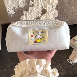 蕾丝花边米菲兔波点笔袋大容量高颜值可爱简约ins学生文具收纳袋