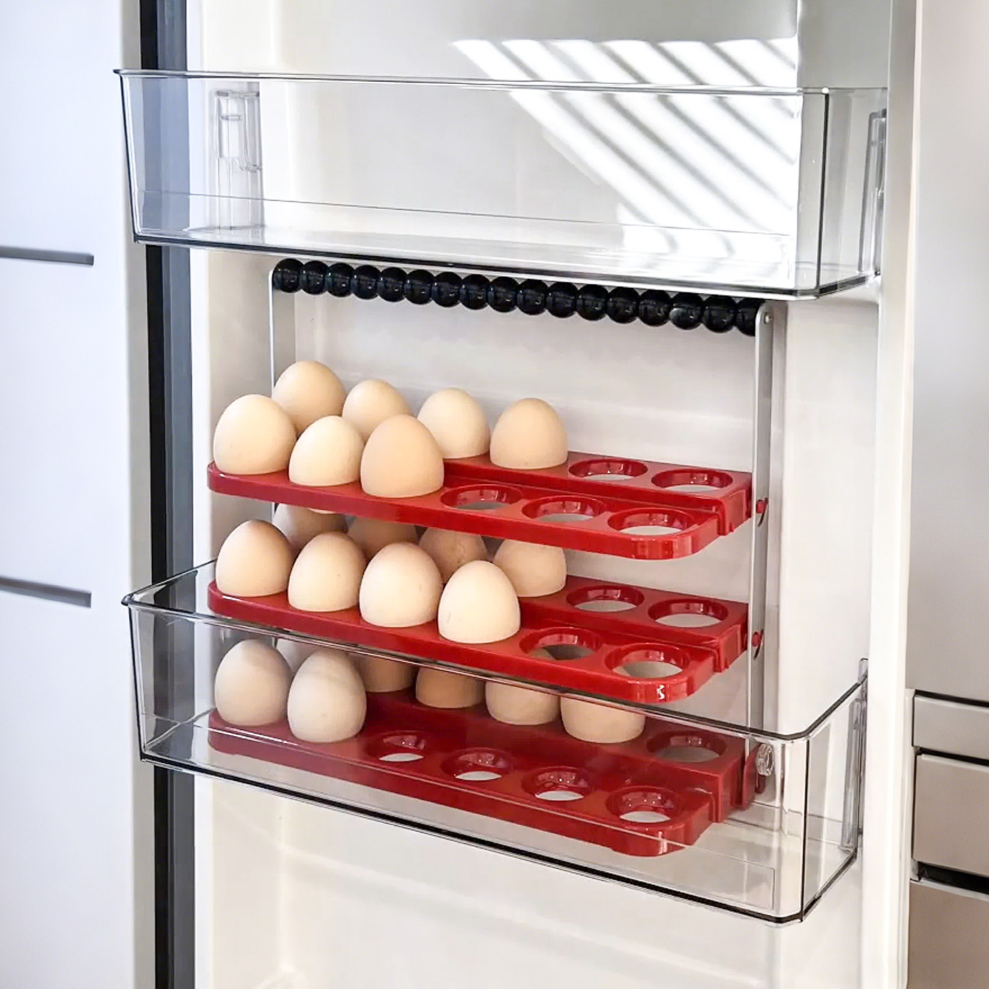 鸡蛋收纳盒家用厨房鸡蛋整理盒可翻转手提大容量冰箱专用防摔架,收纳整理,食物收纳盒,淘宝优惠券,粉丝福利购,淘宝优惠卷