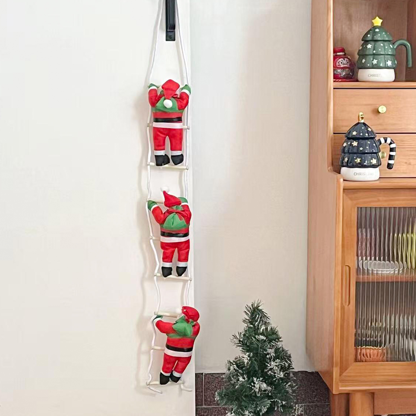 圣诞老人爬梯装饰门把手挂件创意居家客厅门店氛围感装扮拍照道具