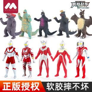 正版新款软胶奥特曼怪兽儿童解压捏捏乐玩具橡皮人偶泰罗可拉伸男