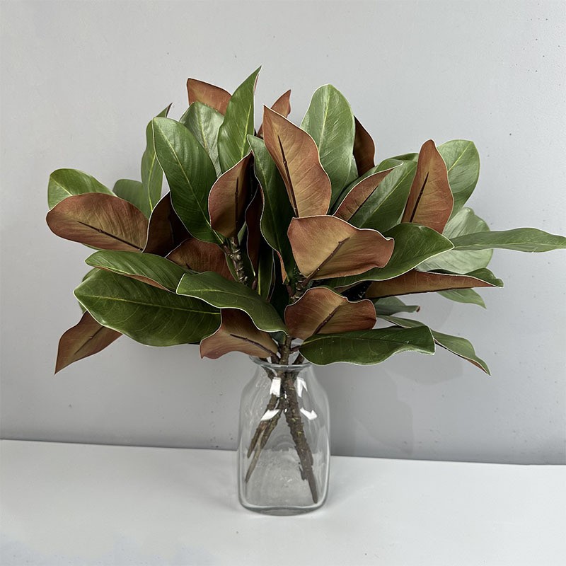 仿真玉兰叶植物玉兰枝茶花绿植