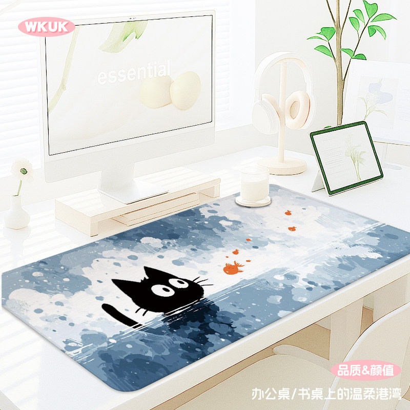 喵鱼日记鼠标垫大尺寸学生宿舍电脑笔记本桌垫可爱防滑办公桌垫