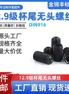 无头机米锁定螺丝螺钉M3-M24合金钢内六角45H-DIN916公制杯尾顶丝