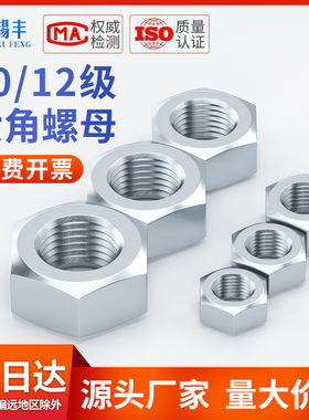 12级10级高强度镀锌六角螺母M8M10M12M14M16M18M20M22M24螺帽6170