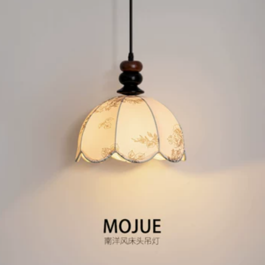 卧室床头宋代复古美学实木小吊灯