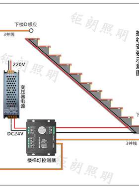 le楼d网红楼踏步条灯嵌入式台阶灯KT-008带智梯能感应灯控制器地
