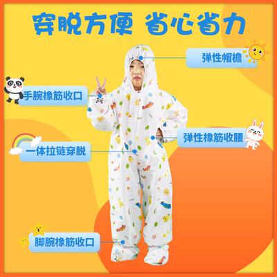 卡通VXX印水儿童防护服 防防尘 连体离衣 适用隔角花色扮演