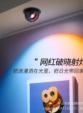 阳射灯奢豪华860别墅蓝紫色破轻晓光家装商红用满夕满氛围感档夕