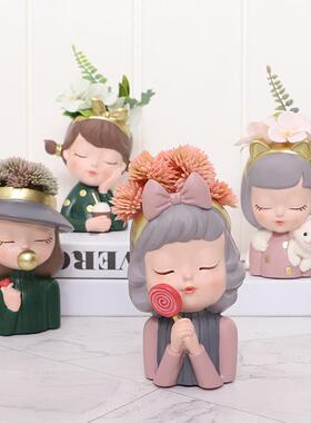 如果 跨境欧式可爱泡泡家女孩脂多肉花饰盆创意R7B1X0居园艺装小