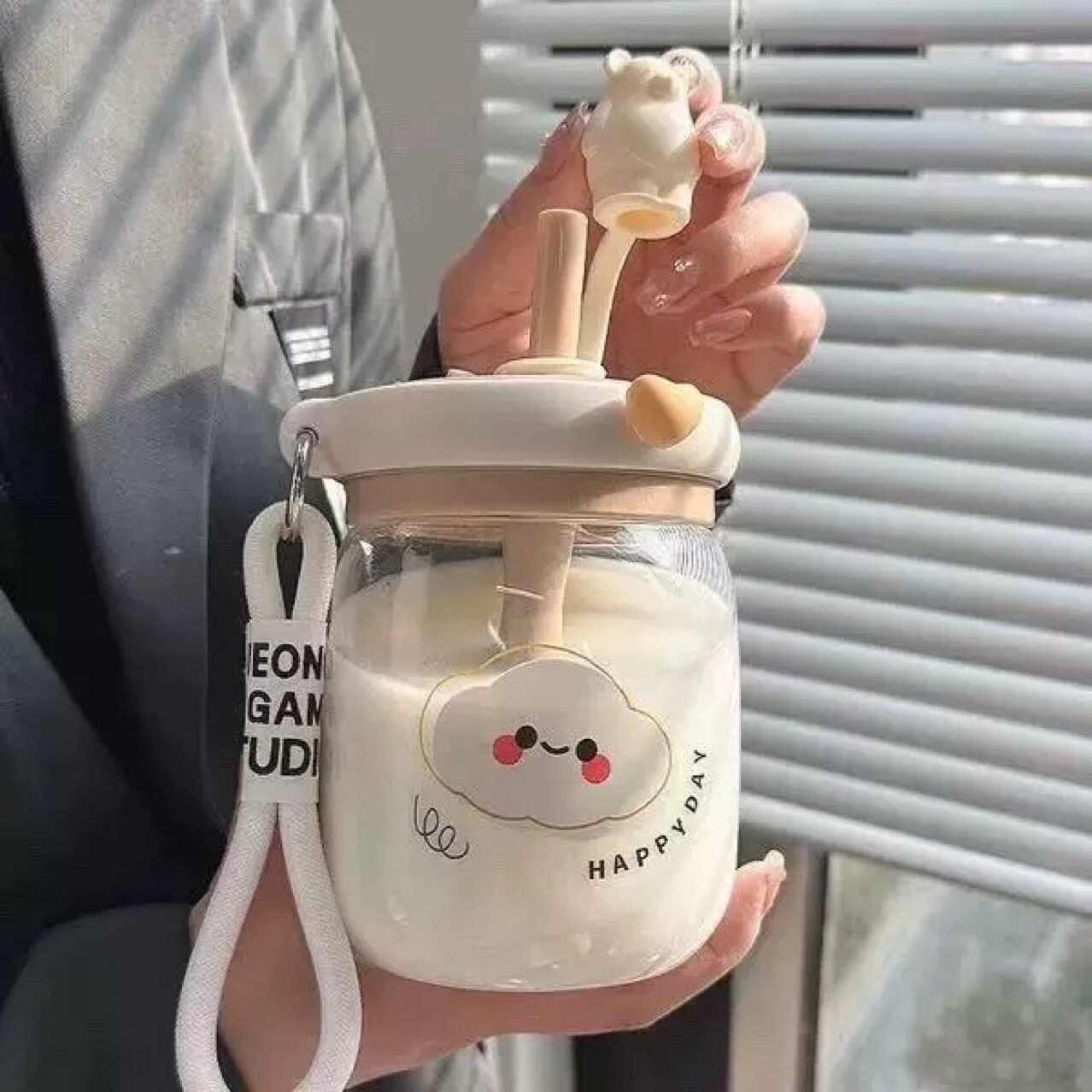 耐高温熊仔玩偶搅水杯女生可爱高