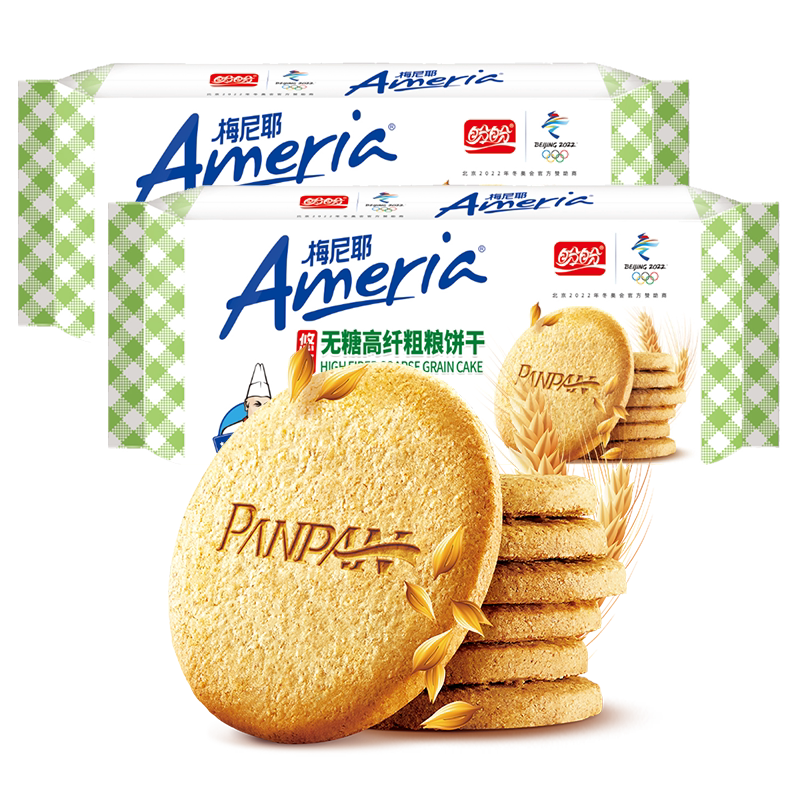 盼盼梅尼耶粗粮饼干0蔗糖高纤维早餐充饥孕妇营养零食消化饼干