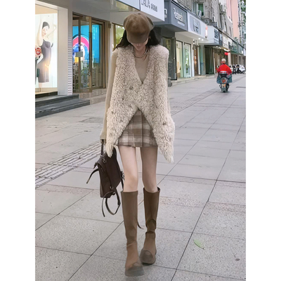 小香风毛绒马甲女外套