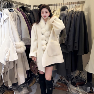 法式大码中长款毛呢外套女2026新款高级感单排扣保暖斗篷呢子大衣