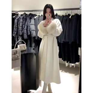 2026秋冬温柔系双面羊绒大衣女仿狐狸毛收腰高级感毛呢子外套新款