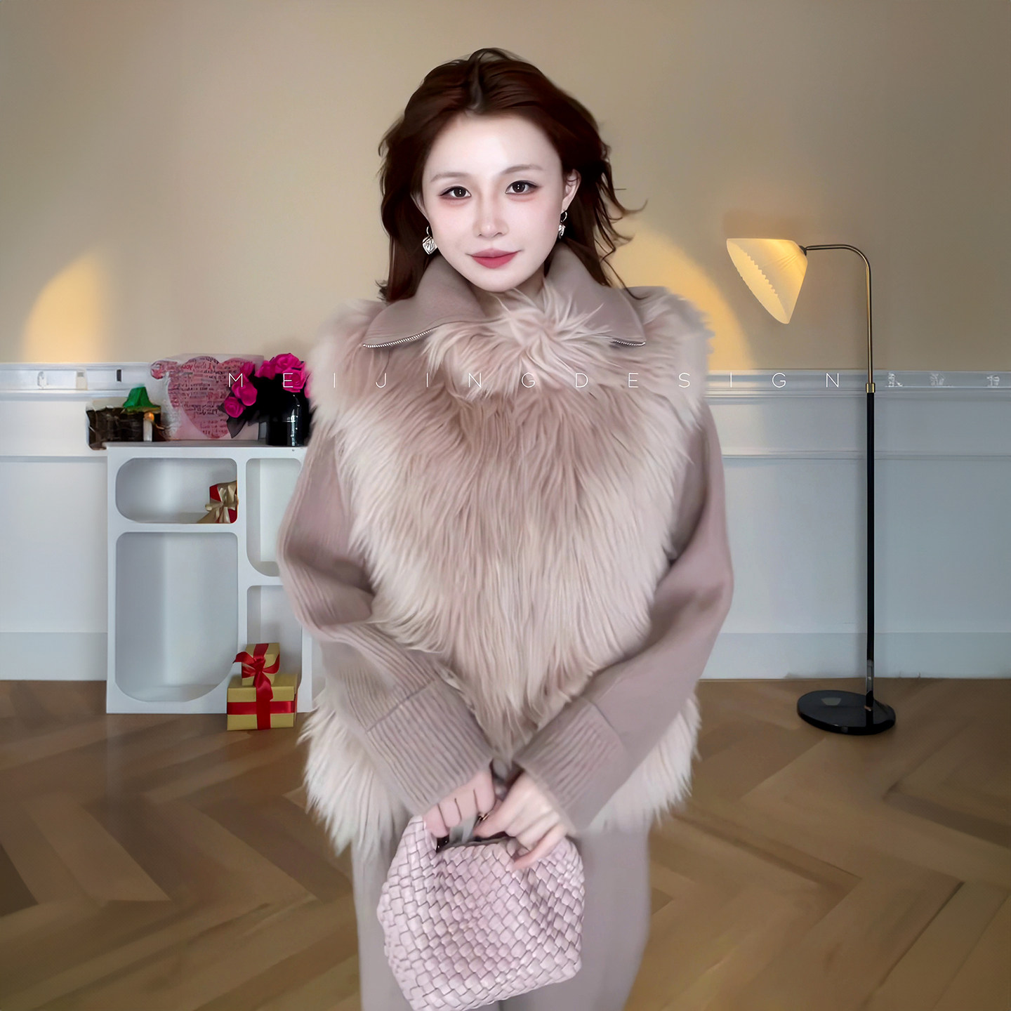 橘子树在哪儿韩系针织袖拼接毛毛外套女冬季款设计感显瘦环保皮草,女装/女士精品,毛呢外套,淘宝优惠券,粉丝福利购,淘宝优惠卷