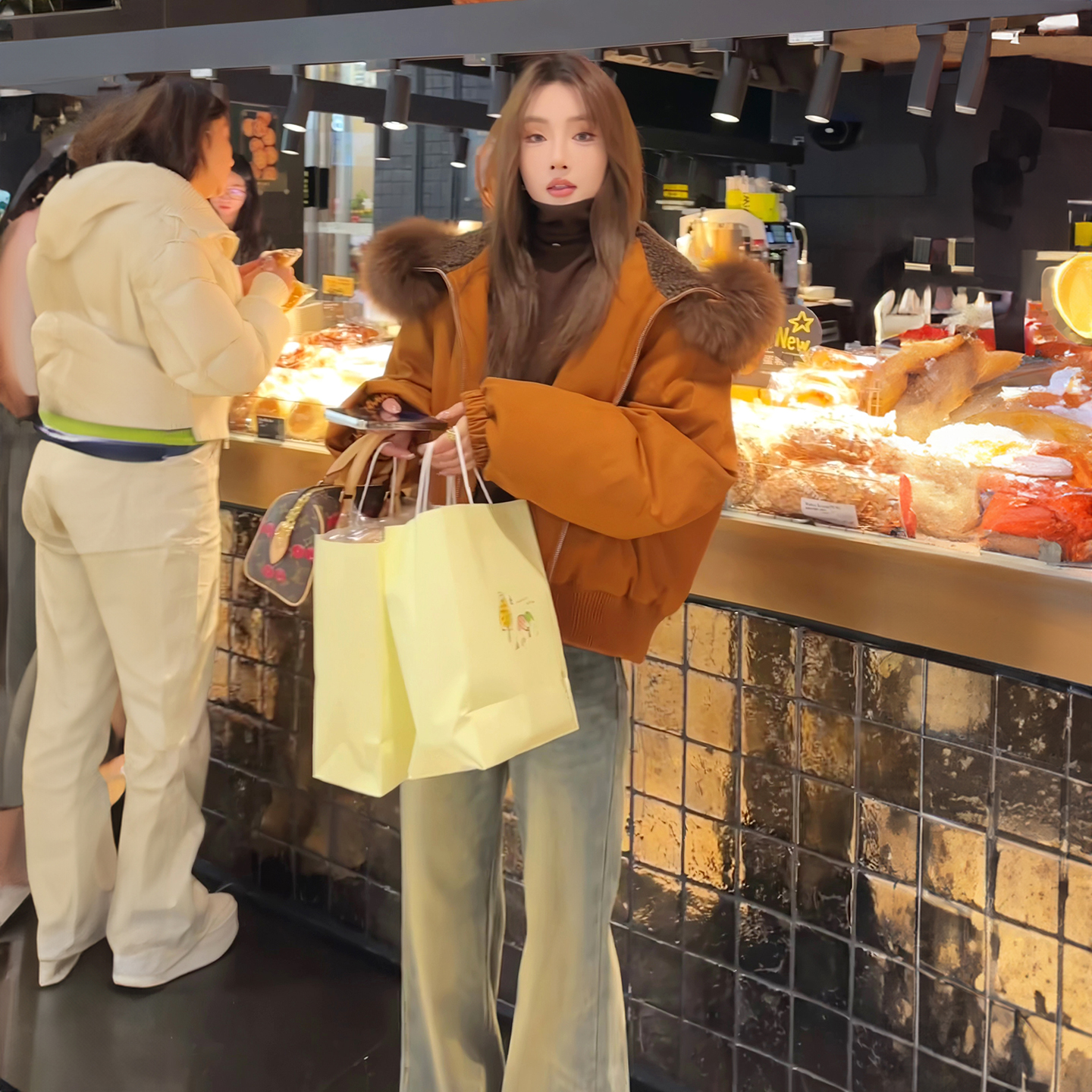 韩版慵懒风大毛领羽绒服外套2025