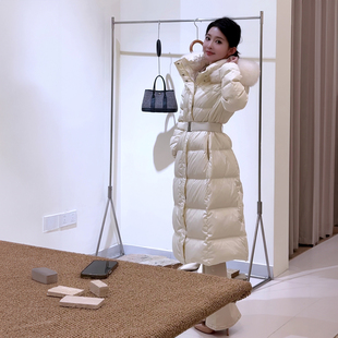 大毛领连帽羽绒棉服女款冬季2025中长款收腰显瘦羽绒棉服外套女