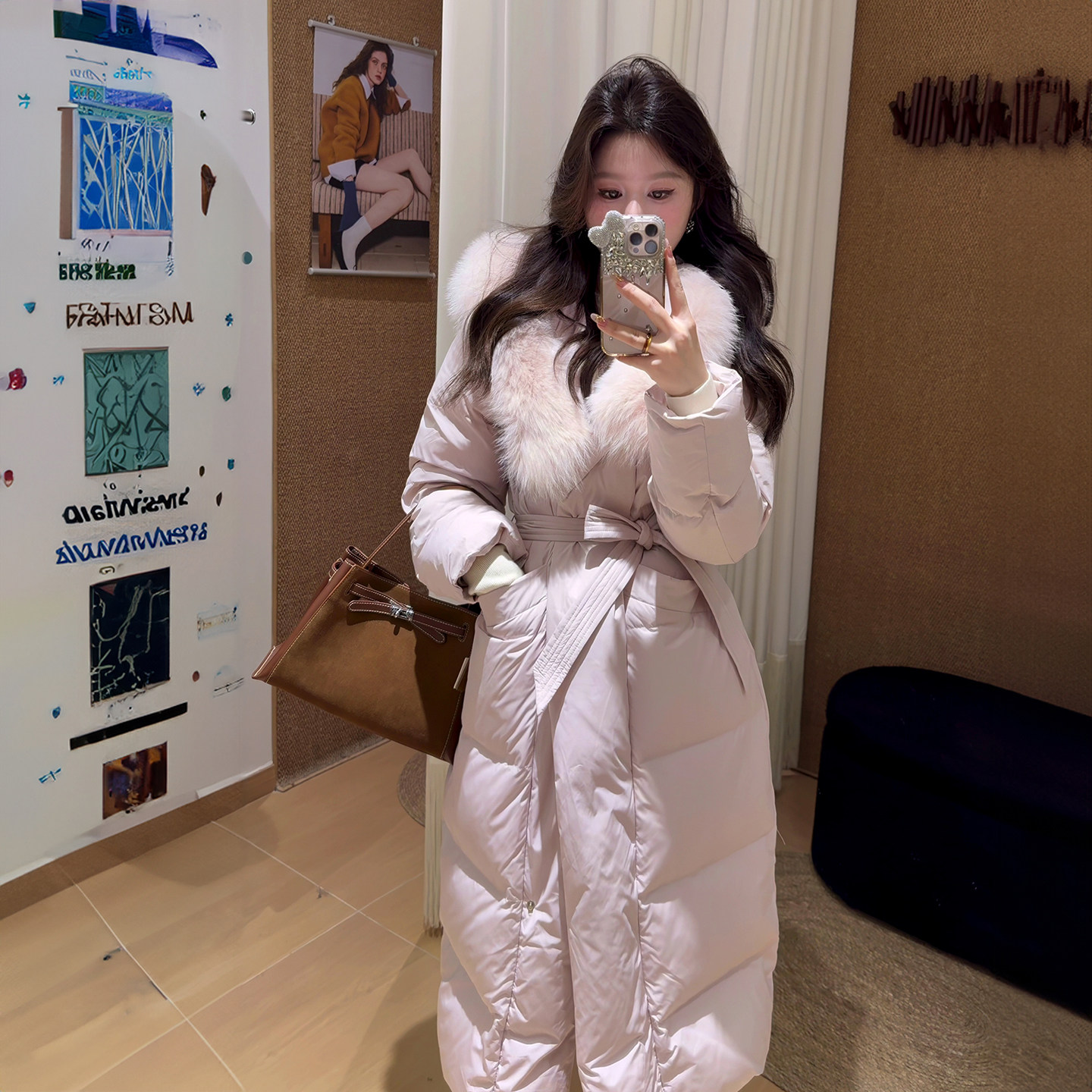 粉色大毛领长款收腰羽绒棉女款2025冬季新款巨好看的加厚保暖外套,女装/女士精品,羽绒服,淘宝优惠券,粉丝福利购,淘宝优惠卷