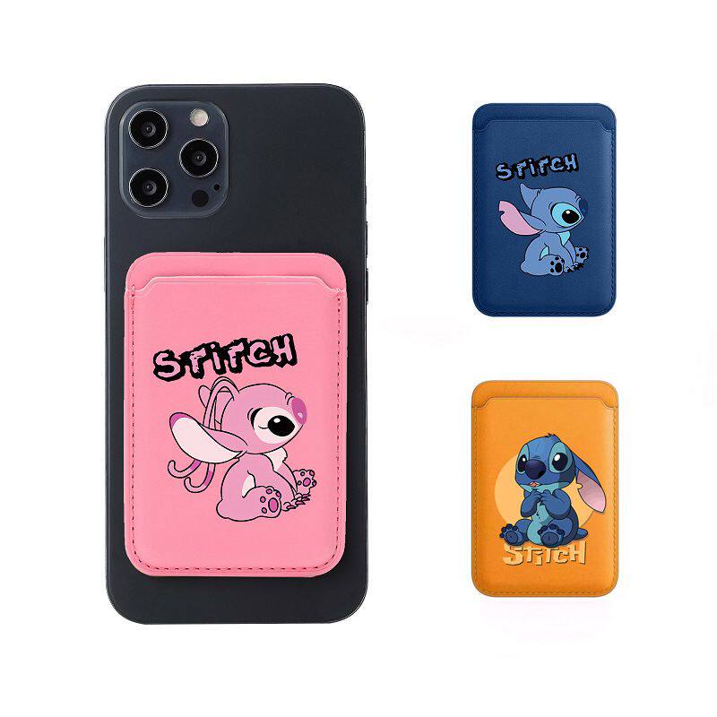 卡通适用Magsafe磁吸无线充卡套PU皮革手机壳背吸卡包插门禁定制