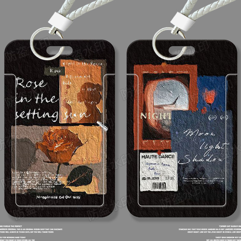 油画风欧美风学生滑盖卡