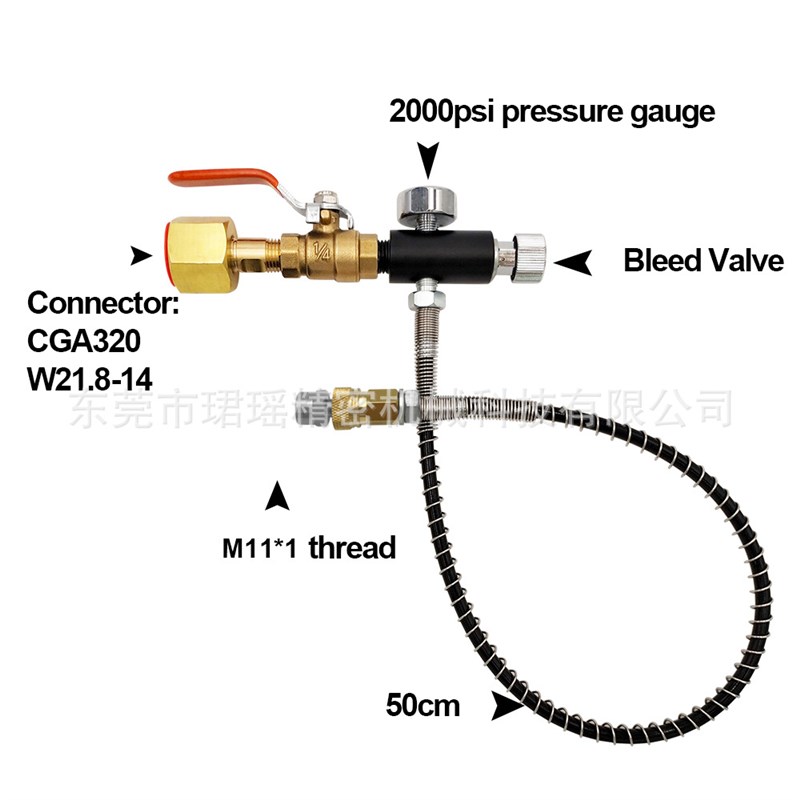 跨境供应N2O充气接头M11*1螺纹快速连接适配器CGA320/W21.8