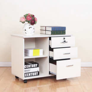 木质办公文件柜子移动落地矮柜收纳资料柜活动柜带锁抽屉柜储物柜