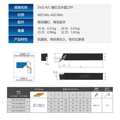 机夹外圆车刀数控刀杆SVQBR2020K16普通车床机架刀具SVQBR1616H11