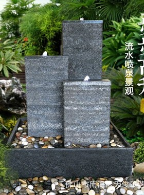 假山流水喷泉家居装饰品室内客厅办公室加湿招财水幕墙流水摆件