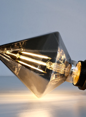 尖钻石异形灰色爱迪生复古灯橱窗装饰暖光灯E27大螺口网红氛围灯