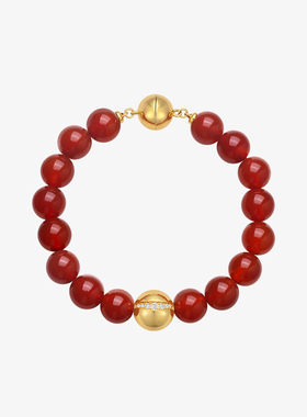 欧比雅比日出红玛瑙金珠手链
