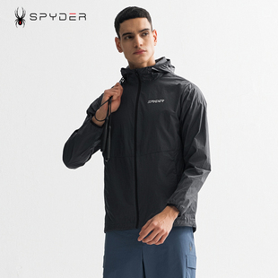 SPYDER蜘蛛休闲跑步夹克男薄款 防风夹克连帽弹力外套健身25ES119M