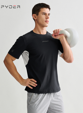 SPYDER蜘蛛休闲运动短袖男夏潮速干跑步健身T恤透气排汗25CS499M