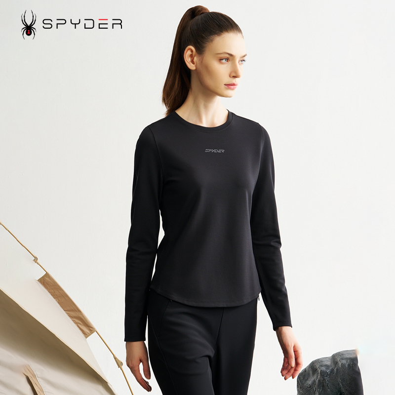 SPYDER蜘蛛秋季新女款T恤休闲卫衣弹力长袖打底衫女24MF406W